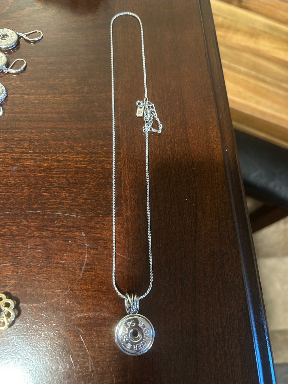 Sterling Silver Round ginger snap Necklace - Silver